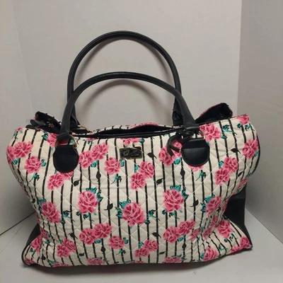Bolso de Lona Luv By Betsey Johnson Floral Acolchado Fin de Semana 3 Bolsillos Grandes Foto 1 de 4