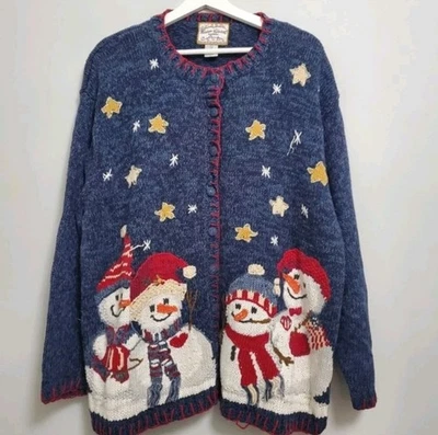 Suéter de Navidad Feo Muñeco de Nieve Vintage Reliquia Coleccionables 18/20 Foto 1 de 4