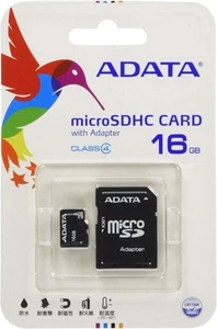 ADATA 16GB microSDHC Class 4 Memory Card with Adaptor (AUSDH16GCL4-RA1),Black - Picture 1 of 1