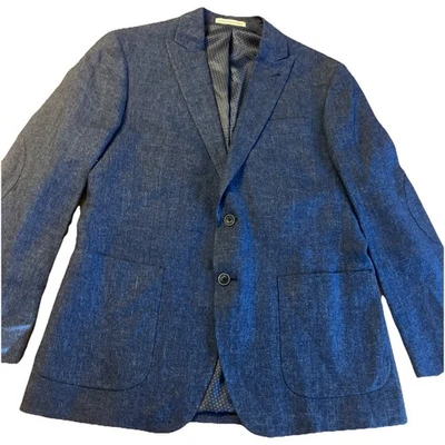 Abrigo deportivo Blazer Joseph Abboud 42R 2 Vent 100 % lino azul  Foto 1 de 4