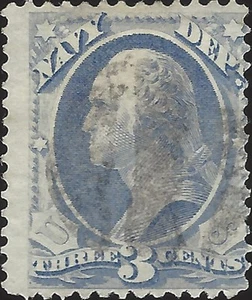 US Scott #O37 Used Fine 3 Cent 1873 Dept of Navy Official Stamp CV 15.00 - Picture 1 of 1