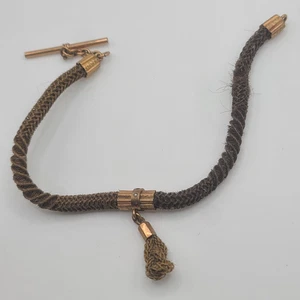 Vintage Victorian Hair Pocket Watch Chain Mourning 10" - Picture 1 of 16