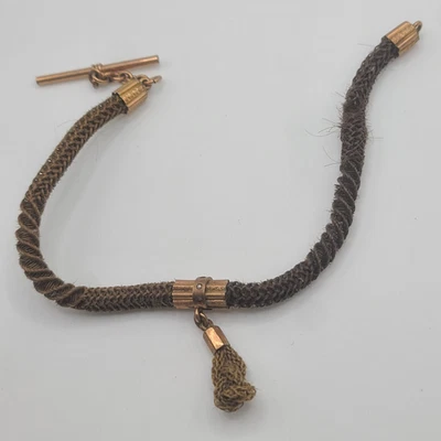 Vintage Victorian Hair Pocket Watch Chain Mourning 10" - Image 1 of 4
