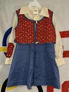 Vintage JC Penney Shirt Dress with Vest Girls 6 Chambray Outfit Western 70s 80s - Picture 1 of 11