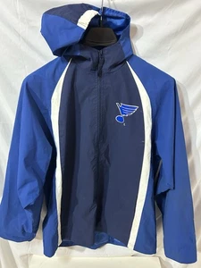 Vintage 90s St. Louis Blues Rain Pullover Jacket Size Mens Large NHL Hooded Mens - Picture 1 of 8