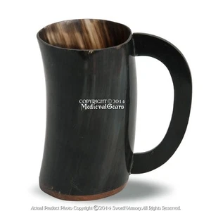 Viking Beer Mug Medieval Style Drinking Cow Horn Bos Taurus for Renaissance LARP - Picture 1 of 3
