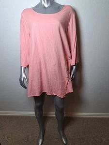 SUPER SOFT TUNIC TOP Sz XL Blush Peach Sharkbite Lagenlook Asymmetrical - Picture 1 of 7