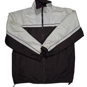 KENPO Vintage Mens Water Wind Proof Light Jacket Brown White Large Mock Neck  - Picture 1 of 8