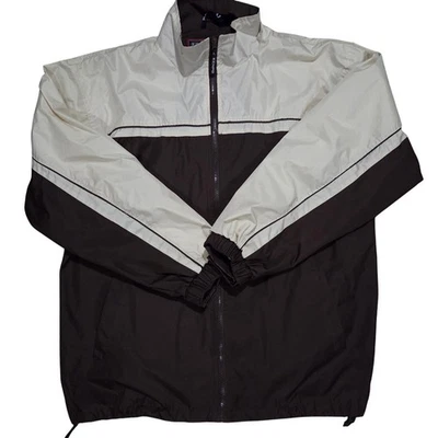 KENPO Vintage Mens Water Wind Proof Light Jacket Brown White Large Mock Neck  - Image 1 of 4
