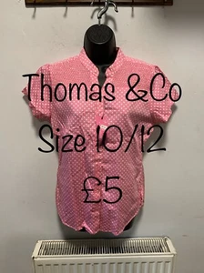 Thomas & Co Pink polka Dot blouse size 10/12 New with tags 100% Cotton - Picture 1 of 10