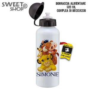 BORRACCIA PER BAMBINI 500 ML SCUOLA PERSONALIZZATA CON NOME ALLUMINIO RE LEONE - Picture 1 of 1