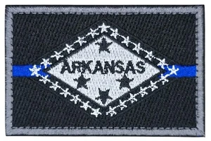 ARKANSAS STATE FLAG AR THIN BLUE LINE STARS EMBLEM TACTICAL POLICE HOOK PATCH - Picture 1 of 2