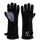 HITBOX Welding Gloves Heat Fire Resistant Grill Leather Work Glove Oven 14 Inch