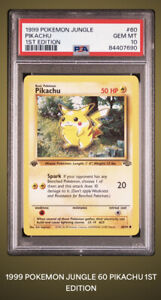1999 Pokemon 1st Edition Jungle PIKACHU Card 60/64 PSA 10 GEM Mint