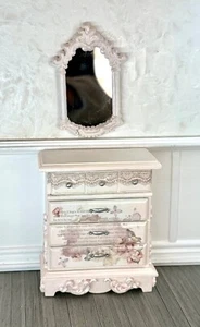 Miniature Hand Painted Furniture 1:12/ Light Pink Dresser/Mirror - Picture 1 of 6
