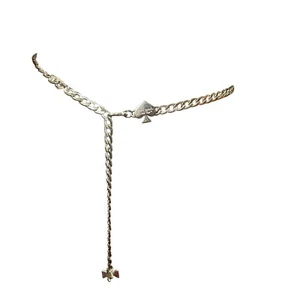 Kate Spade New York Silver Tone Chain Statement Belt Women Spade Bow Charms - Picture 1 of 16