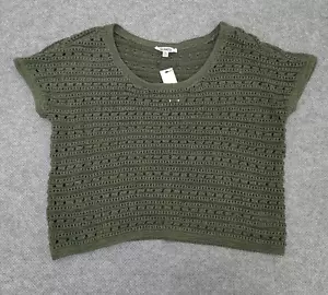BB Dakota Womens Sweater Size XL Short Sleeve Olive Open Knit New - Picture 1 of 11