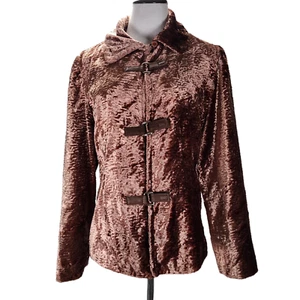 Newport News Faux Persian Lamb Jacket Size M Copper Velvet Vintage 90s - Picture 1 of 9