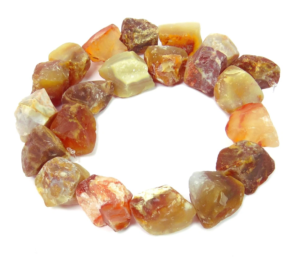 😏 Karneol naturbelassene Nuggets ~15-20 mm Edelsteinperlen Strang für Kette 😉 - Bild 1 von 1