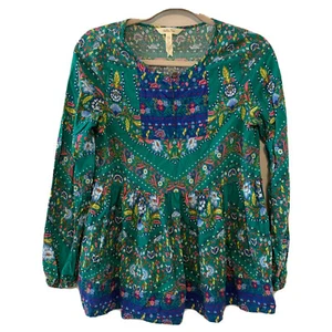 Matilda Jane Top Womens XS Multicolor Floral Bohemian Print Rayon Blouse - Picture 1 of 5