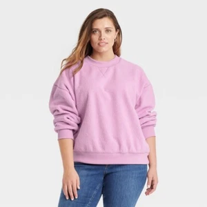 Universal Thread Damen Fleece Sweatshirt Lila Rundhals Pullover Plus 4X - Bild 1 von 5
