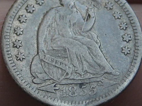 1855 O Seated Liberty Half Dime with Arrows, New Orleans, VF/XF Details Cover