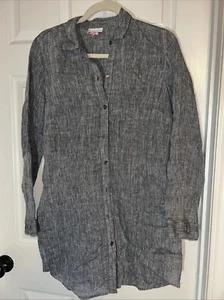 Love Linen J Jill Tunic Shirt Heathered Gray Lagen Look Travel Coastal Women S - Picture 1 of 10