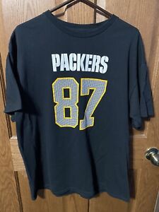 NFL Team Apparel Green Bay Packers Jordy Nelson #87 Men’s T-Shirt Black XL H1