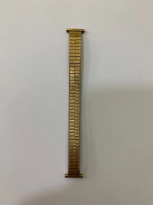 CINTURINO OROLOGIO ACCIAIO MOLLA ELASTICO "LAMINATO ORO" ANSA 15 MM ANNI 90 - Immagine 1 di 2