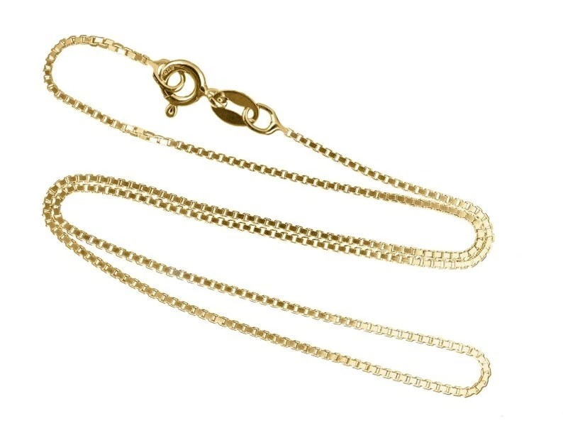 Collar de cadena de caja enchapado en oro de 18 quilates de plata de ley 925 para hombre y mujer de 16-30" Foto 1 de 4