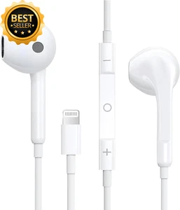 Apple Lightning Headphones, MFi Certified, Built-In Mic, Stereo Sound for iPhone - Picture 1 of 12