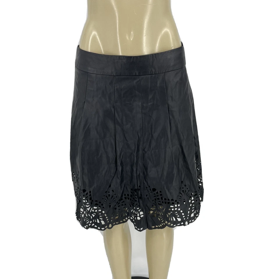 Falda Eci Talla 4 Negra Imitación Cuero Corte Línea A Hasta la Rodilla A5 Foto 1 de 4