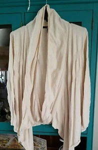 Mac & Jac Cardigan Sweater Cotton Cream Ivory White Women's L Handkerchief Hem - Picture 1 of 9