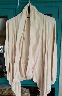 Cárdigan Suéter Mac & Jac Algodón Crema Marfil Blanco Para Mujer L Pañuelo Dobladillo Foto 1 de 4