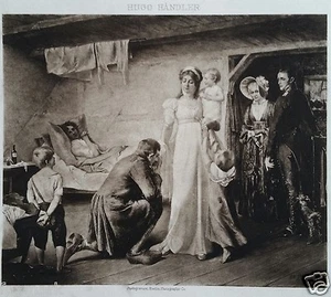 "Queen Louise Visiting the Poor" 1894 Photogravure Print by Hugo Handler... - Picture 1 of 2