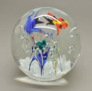 Fermacarte in vetro artistico scena di vita marina subacquea colorato 2,5" pesce acquatico - Foto 1 di 7