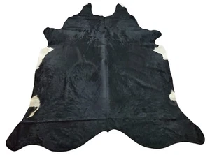 Black White Cowhide Rug Extra Large Brazilian Natural Real Authentic 8.3ft x 7ft - Picture 1 of 6