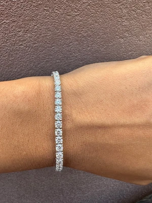 5.13 Ct Lab Grown Diamond Tennis Bracelet 14k White Gold Over Round E-F VS1 VS2 - Image 1 of 4