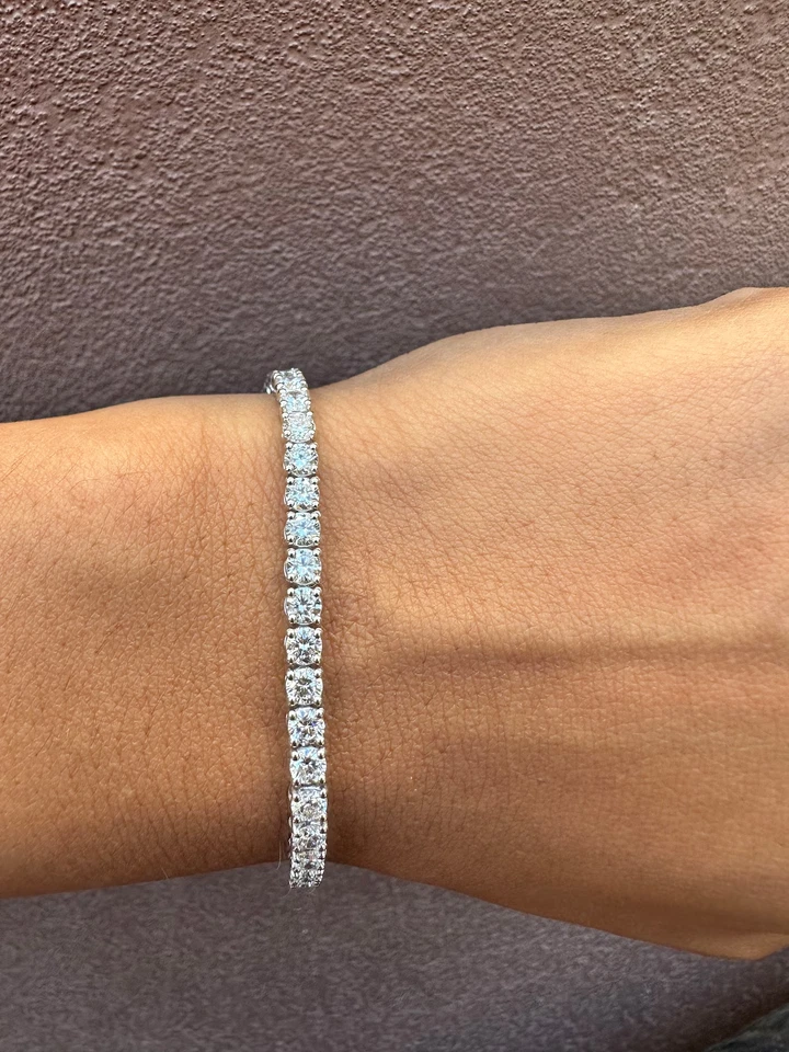 5.05 Ct Lab Grown Diamond Tennis Bracelet 14k White Gold Over Round E-F VS1 VS2 - Image 1 of 4