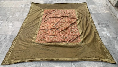 Antique Handmade Bedspread Home Living Colorful Traditional Bed Sheet 266x218 cm - Image 1 of 4