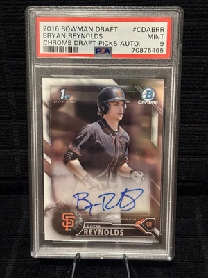2016 Bowman Draft Bryan Reynolds Chrome Draft Picks Auto #CDABRR PSA 9 MINT - Image 1 of 2
