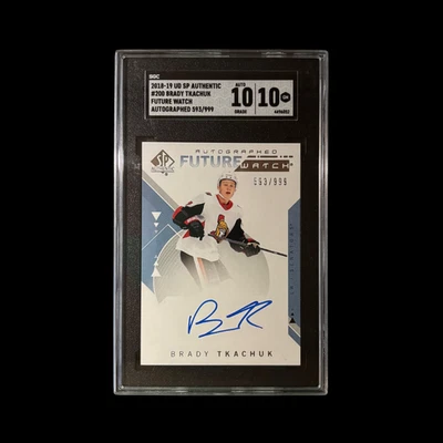 2018-19 SP Authentic BRADY TKACHUK Future Watch AUTO Rookie #200 /999 SGC 10 GEM - Image 1 of 3