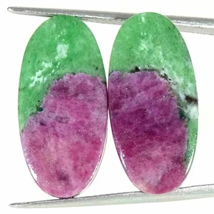 33.40Cts Natural Ruby in Zoisite Oval Pair Cabochon Loose Gemstone 12x25x4mm - Picture 1 of 5