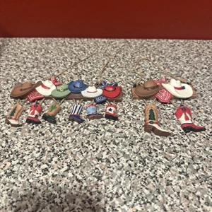 Western Resin Cowgirl And Cowboy Boots & Hats Ornaments - Picture 1 of 9