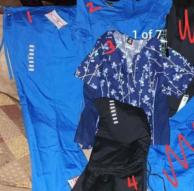 Cherokee Scrub Lot New W/Tags 4 pieces -2 Petite Large Pants 2 Large Tops - Image 1 of 4