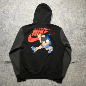 Nike Hoodie Herren klein schwarz grau Grafik Wanderer großer Swoosh zweifarbig Pullover - Bild 1 von 13