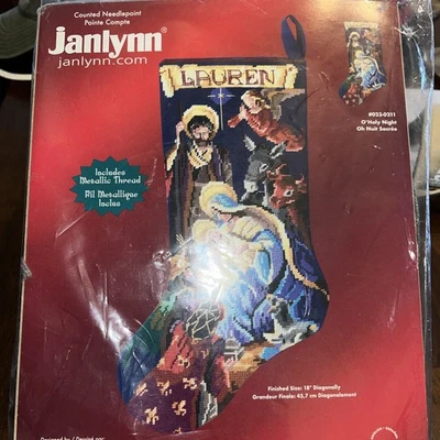 Janlynn O NOCHE SANTA Navidad Punto de Cruz Medias Punto de Aguja Kit 023-0211 Foto 1 de 2