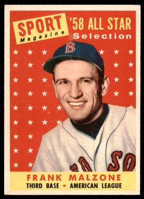 1958 Topps Set Break Frank Malzone All Star #481 casi nuevo-como nuevo o mejor Foto 1 de 2