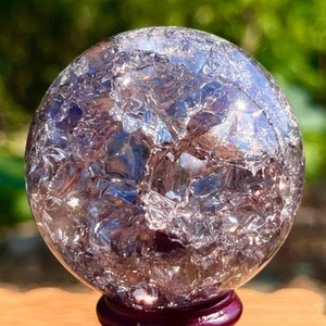 157G Natural Titanium Rainbow Quartz sphere Crystal ball Healing - Picture 1 of 24