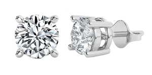 9CT OR 18CT WHITE GOLD 2.00 CTS D COLOUR VS LAB GROWN DIAMOND STUD EARRINGS - Picture 1 of 9
